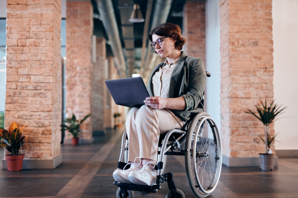 Disabled woman working in the office