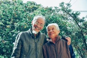 Elderly couple smiling